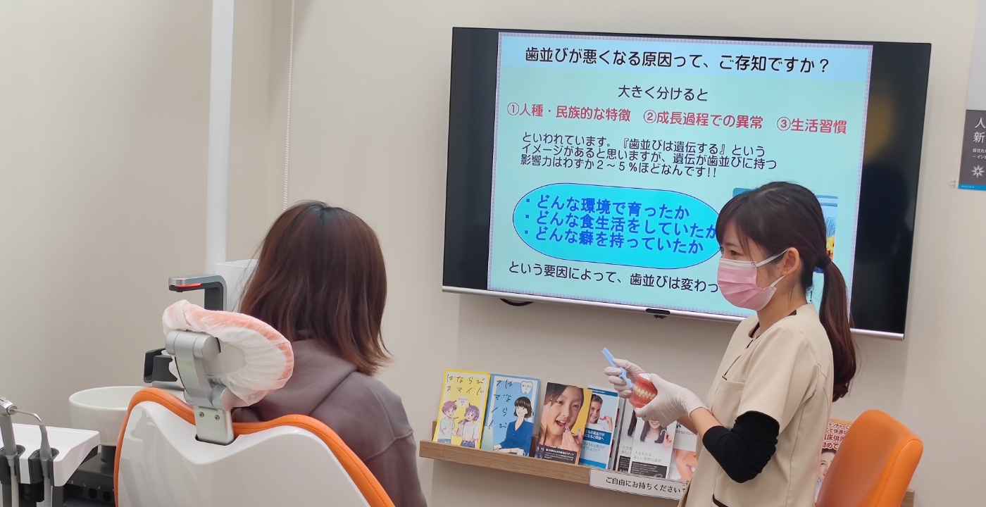 歯科医師がカウンセリングしている様子